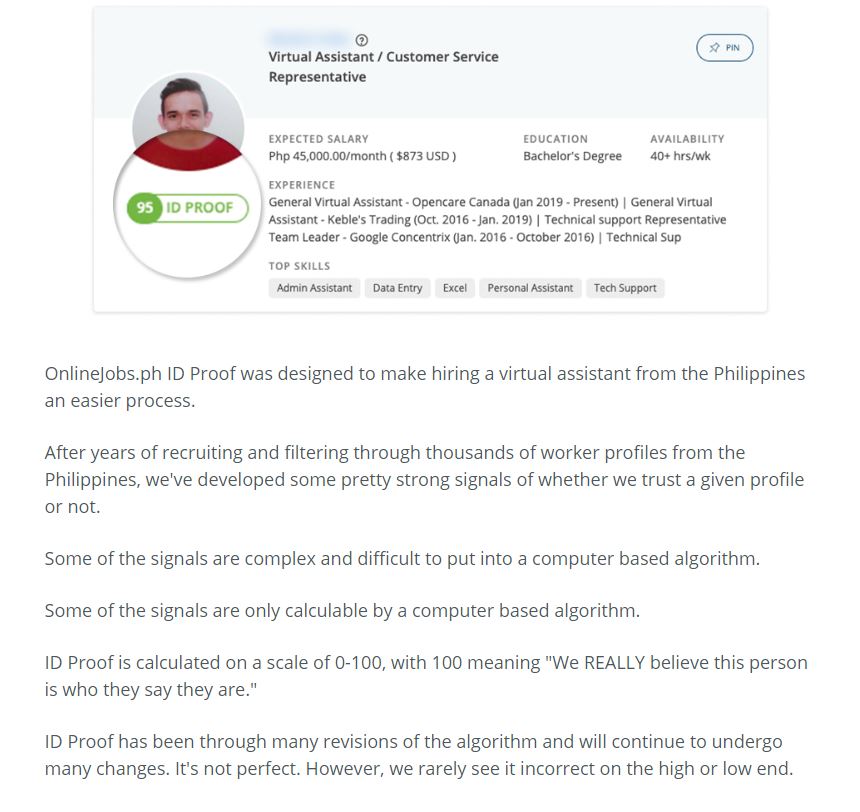 Here's onlinejobs.ph's review of Id Proof